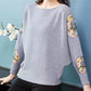 Outer Wear Loose Bat Sleeve Knit Sweater Large Size Lace Casual Sweater Spring and Autumn Print Top Coat