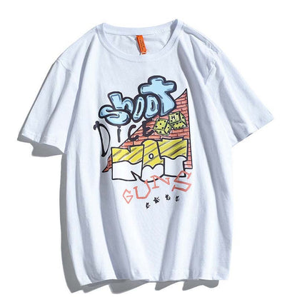 Short-sleeved Men's 100% Pure Cotton New Summer Student Handsome Loose T-shirt