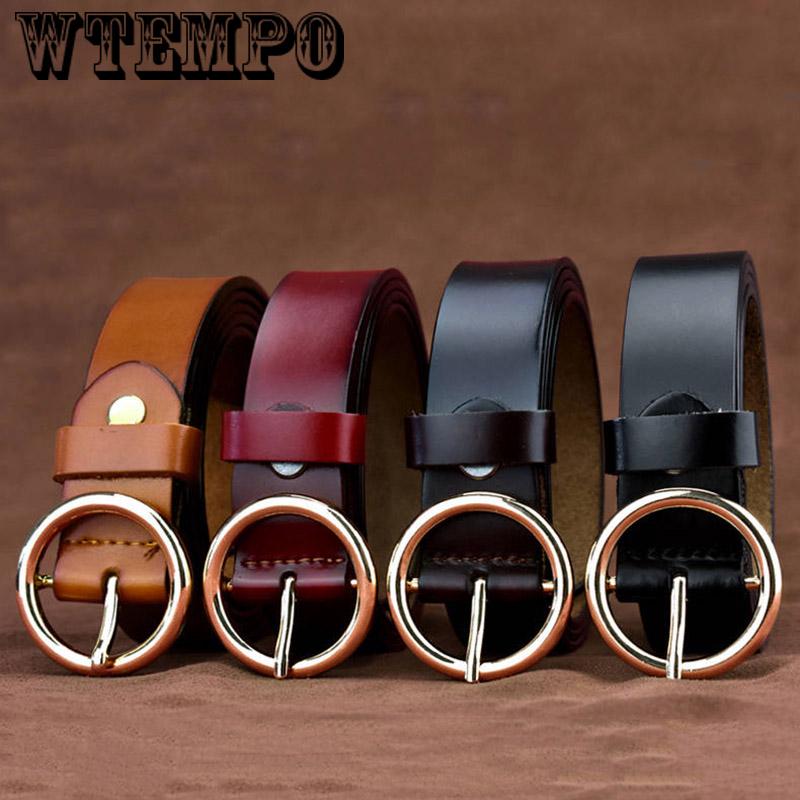 Leather Belts for Women Jeans Strap Vintage Metal Pin Buckle Fashion Style Trouser Cummerbunds