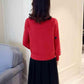 Spring and Autumn Fashion Simple Coat V-neck Loose Cardigan Top Love Pattern Female Sweater