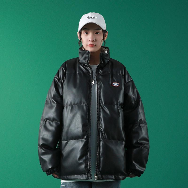 Two-sided Pu Leather Cotton Jacket Women's 2020 New Style Stand-up Collar Loose Thick Cotton-padded Jacket Cotton-padded Jacket Bread Clothes
