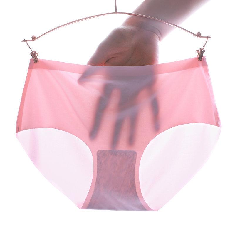 4pcs Women's Panties Ice Silk Cool Refreshing Seamless Underwear Triangle Female Briefs Big Yards
