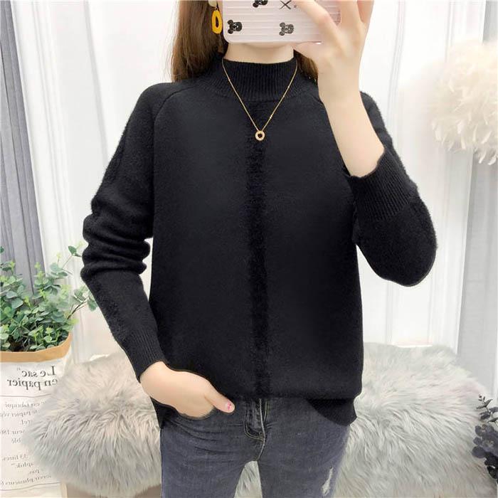 Women Short Thermal Mid Turtleneck Sweater Thicken Plus Velvet Knitted Bottoming Shirt Coat