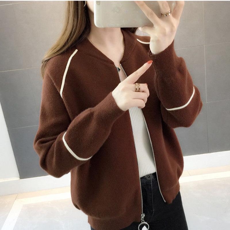 Spring and Autumn Korean Sweater Coat Loose Casual Knit Cardigan Long-sleeved Short Top