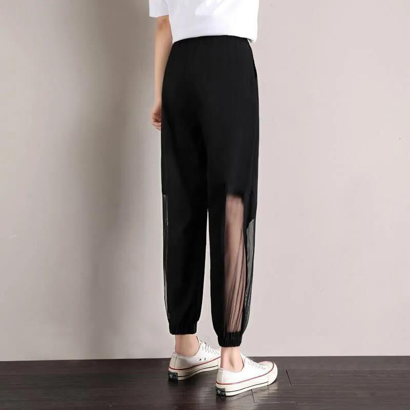 Summer Thin Large Size Harem Pants Female Students Loose Korean Version of Thin Waist Pants Women's Sports and Leisure Nine-point Pants