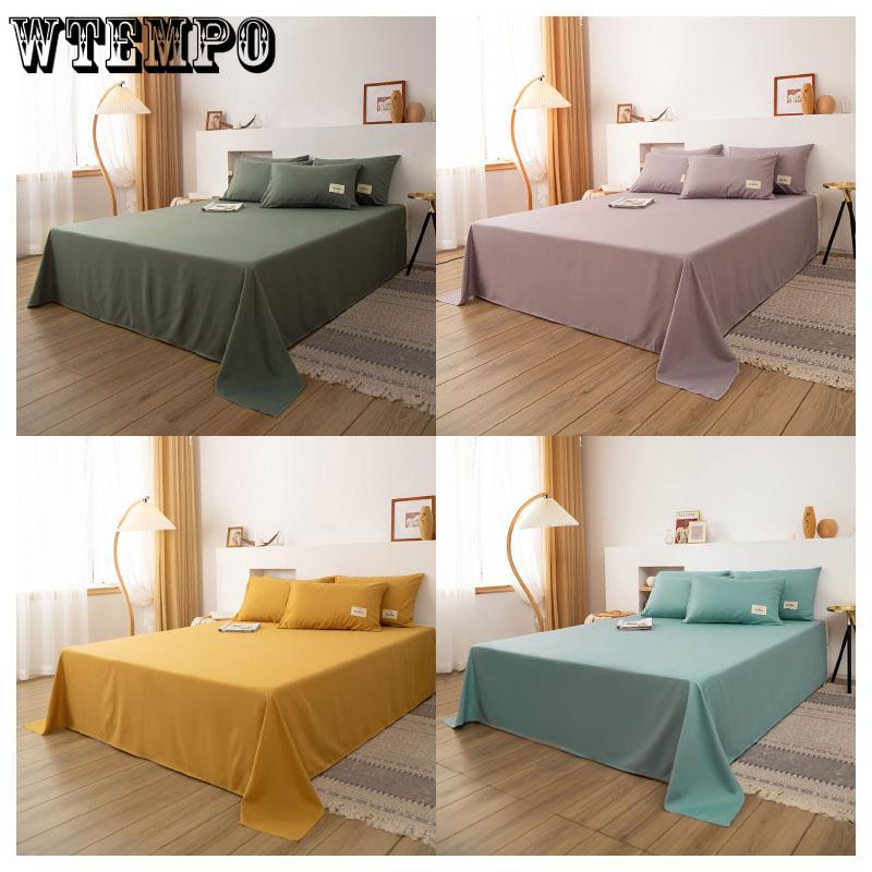 Single Piece Bed Sheet Spring Autumn Home Textiles Bedding Pure Color Bed Simple Style Household Queen Size