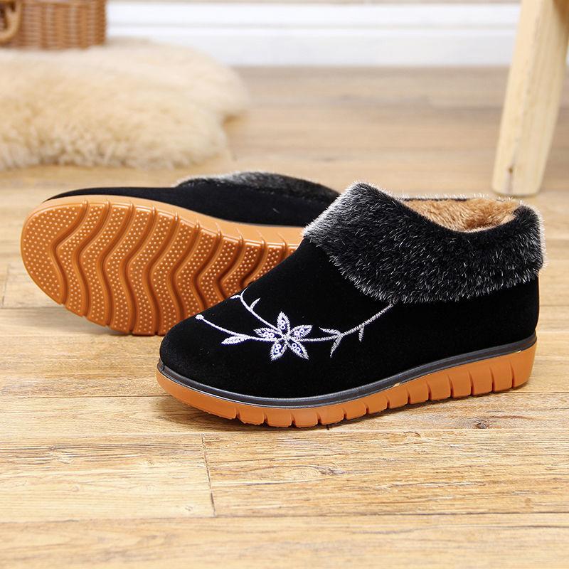 Women's Cotton Shoes with Velvet and Thick Warmth In Winter Flat Non-slip Cotton Boots