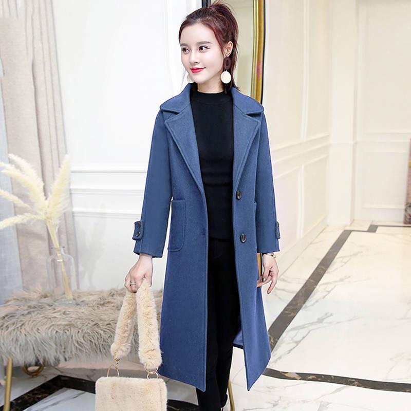 Women Winter Autumn Single Breasted Coat Long Trench Coats Outerwear Casual Wool Overcoat Ladies