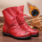 Handmade Pleated Martin Boots Cotton Boots Women's Leather Boots Top Layer Cowhide Comfortable Soft Sole Short Boots