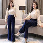 Wide Leg Pants Suit Spring and Autumn Dress Temperament Small Fragrance Thin Flared Pants Chiffon Shirt Suit Temperament Workwear