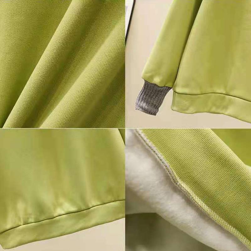 Plush Thick Hoodie Two-piece Suit Women Leisure Loose Sports Suit Stand-up Collar Zipper Hoodie Suit Loose and Comfortable
