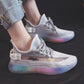 Rainbow Bottom Mesh Breathable Women's Shoes Korean Style All-match Running Sneakers for Students Fashion Casual Clearance Women's Shoes