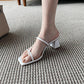 Sandals Wear Soft Leather Thick-heeled Sandals with A Mid-heel Fairy Gentle Wind Flip Flops