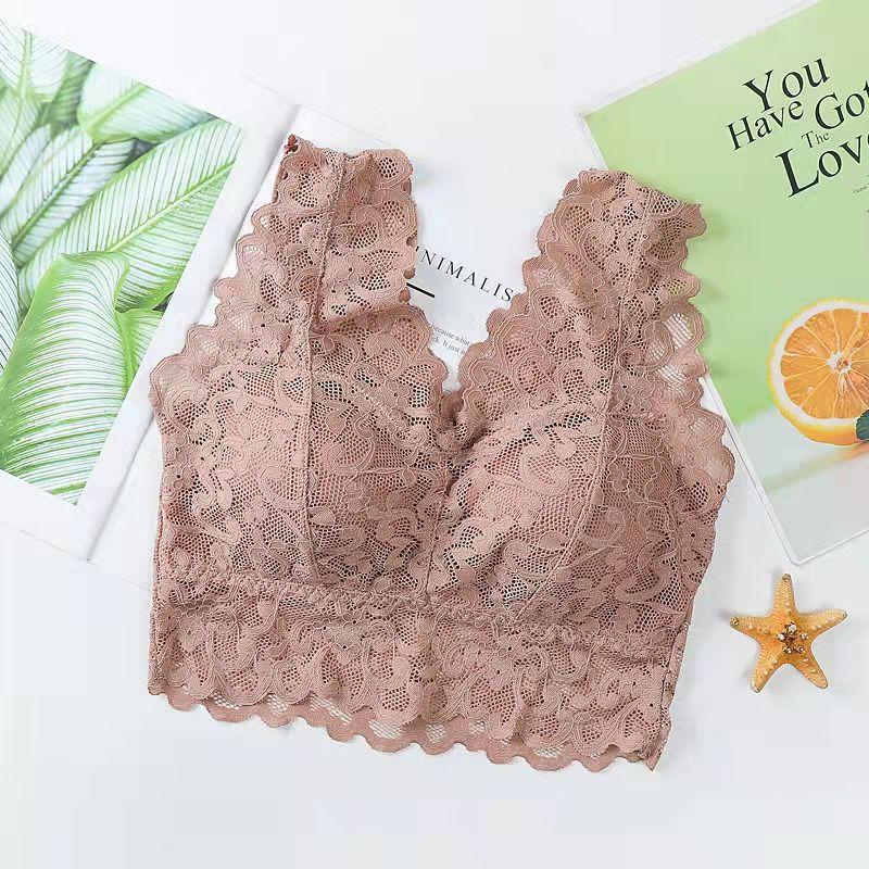 Women's Sexy No Steel Ring Beautiful Back Lace Underwear Bra Women Gather Anti-sagging Thin Bra Outer Wear Running Training Fitness Yoga Underwear