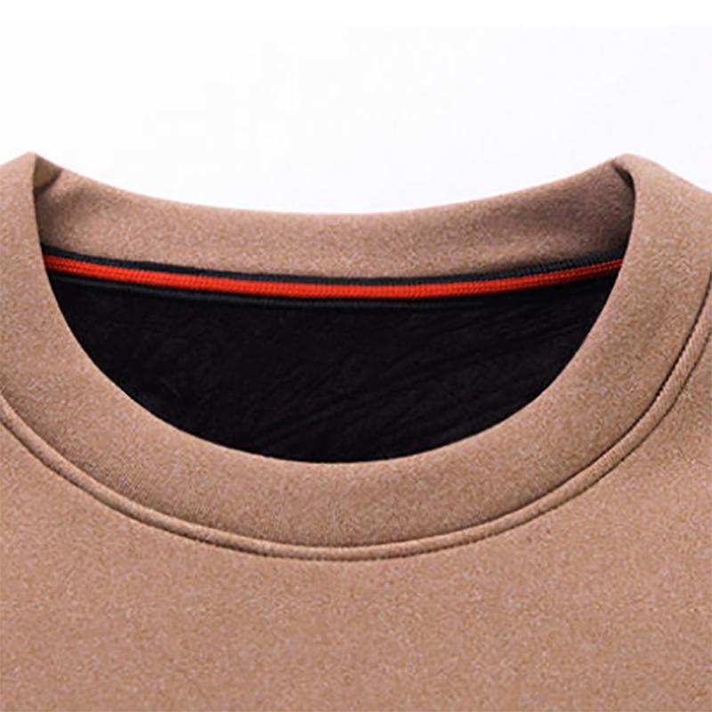 Men's Plus Velvet Sweater Bottoming Shirt Solid Color Round Neck Long-sleeved Sweater Winter Pullover Top