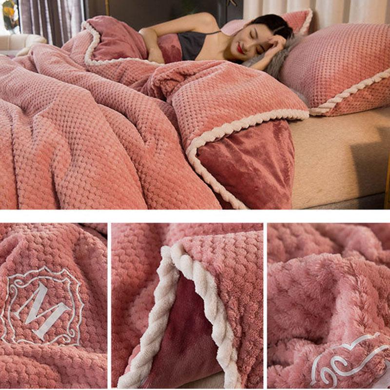 Double-layer Multifunctional Blanket Duvet Cover Single Thickened Warm Fleece Blanket Coral Flannel Nap Leisure Cover Blanket