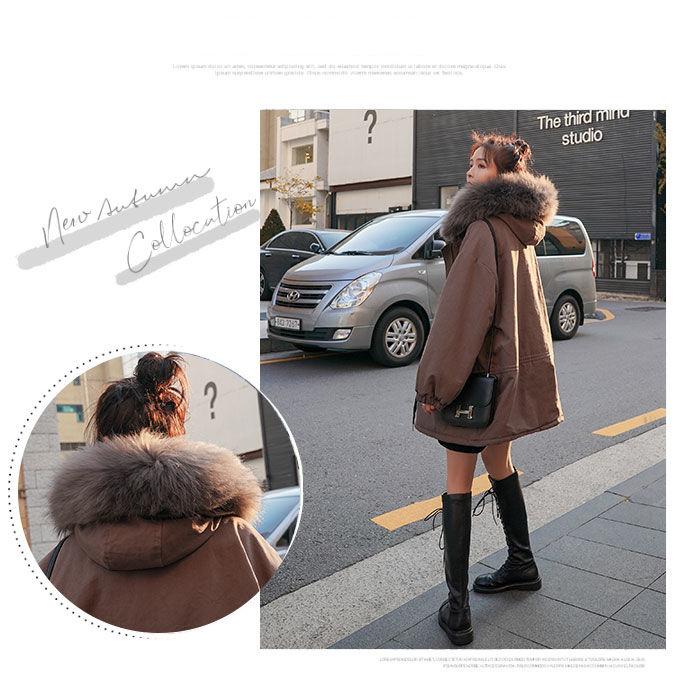 Winter Women's Tooling Parker Clothing Outdoor Fashion Loose Padded Jacket Mid-length Drawstring Slim Women's Padded Jacket