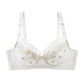 Women's Comfortable Embroidered Underwear Adjustable Bra for Big Breasts Sexy Lace Mesh Floral Gather Straps Brassiere Full Cup Pad Solid Underwear
