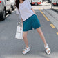 Shorts Women's Plus Size Loose Knit Elastic Waist Pants Casual Students Women Summer Wear Straight High Waist