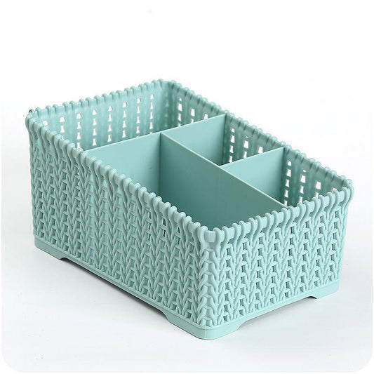Desktop Storage Basket Imitation Rattan Cosmetic Storage Box Home Office Multi-function Remote Control Clutter Sorting
