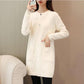 Women's Mid-length Knit Sweater  dress Winter Loose Round Neck Pullover Sweater Thick Knitwear Skirt with Pockets