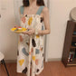 Cute Girls Women's Summer Dress Printing Knee-length Daily Wear Nightdress Pajamas