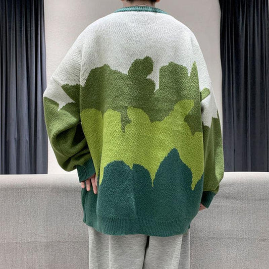 Autumn and Winter Thick Round Neck Sweater Men's Loose Jacket  Warm and Comfortable Knitted Sweater Clothes