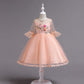 Girls' Wedding Dresses Children's Net Yarn Tutu Skirt Children's Middle-sleeved Lace Flower Girl Dress