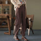 Plus Velvet Twill Cotton Harem Pants New Thick Casual Pants Elastic Waist Winter Warm Women's Trousers