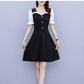 Women's High-elastic Short-sleeved Summer Fake Two-piece Waist Large Size Temperament Dress