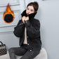 Big Fur Collar Short Padded Jacket Women Plus Velvet Thick Denim Jacket Loose Warm and Comfortable Cotton Coat
