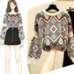 Sweater Women's Pullover Lazy Wind Loose Knitwear Korean Version Diamond Plaid Top Trending Cropped Sweater Spring and Autumn