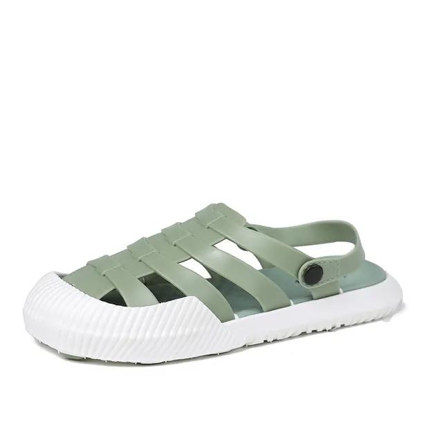 Women's Baotou Sandals Roman Non-slip Soft Sole Beach Sandals and Slippers Summer Two Ways To Wear Hole Shoes Slip-on Slippers Ladies Sandals