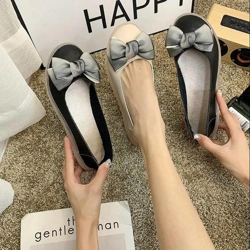 Tendon Soft Sole Flat Shoes Women's Bowknot Soft Sole Nurse Shoes Flat Shallow Mouth Women's Single Shoes Nurse Shoes