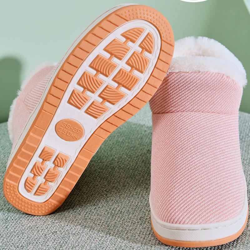 Winter Warm Non-slip Cotton Slippers for Couples Home Furnishing with Heel Thick-soled Bag Men's and Women's Cotton Shoes High-top
