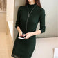 Inside Wearing A Sweater Autumn and Winter Long   Female Slim  Collar Lace Warm