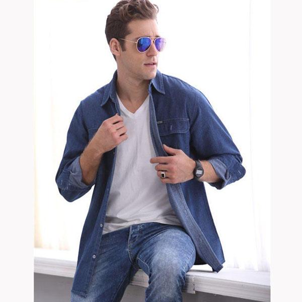 Denim Loose Jacket Long Sleeve Shirt Men's Pocket Jeans Outerwear Casual Spring Summer Cardigan Jacket High Quality Lapel Denim Shirt