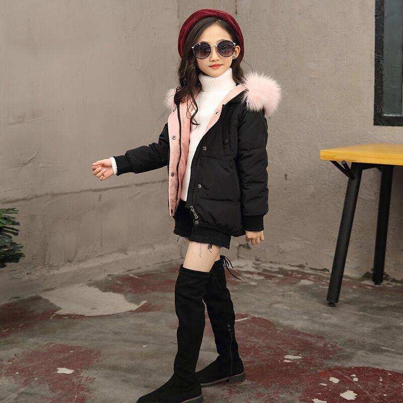 Children's Clothing Winter Jacket for Girls Warm Hooded Thick Cotton-Padded Coat Girl Down Jacket