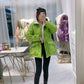 Oversized Down Cotton Jacket, Ladies Winter Contrast Color Hooded Cotton Jacket, for Bread Jacket