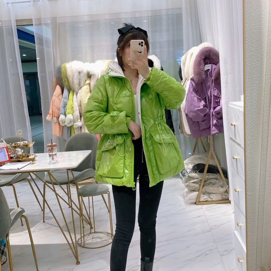 Oversized Down Cotton Jacket, Ladies Winter Contrast Color Hooded Cotton Jacket, for Bread Jacket