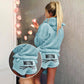 Women Fashion Warm Cute Cat Two Piece Hoodie Sleepwear Winter Pajamas Set Plus Size