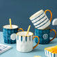Ceramic Coffee Cup Japanese Office Cup Porcelain Cup Creative Ceramic Cup with Spoon Drinking Cup