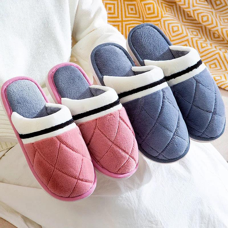 Autumn and Winter Pure Cotton Slippers Indoor Non-slip Soft-soled Shoes Warm Simple Plush Cotton Shoes
