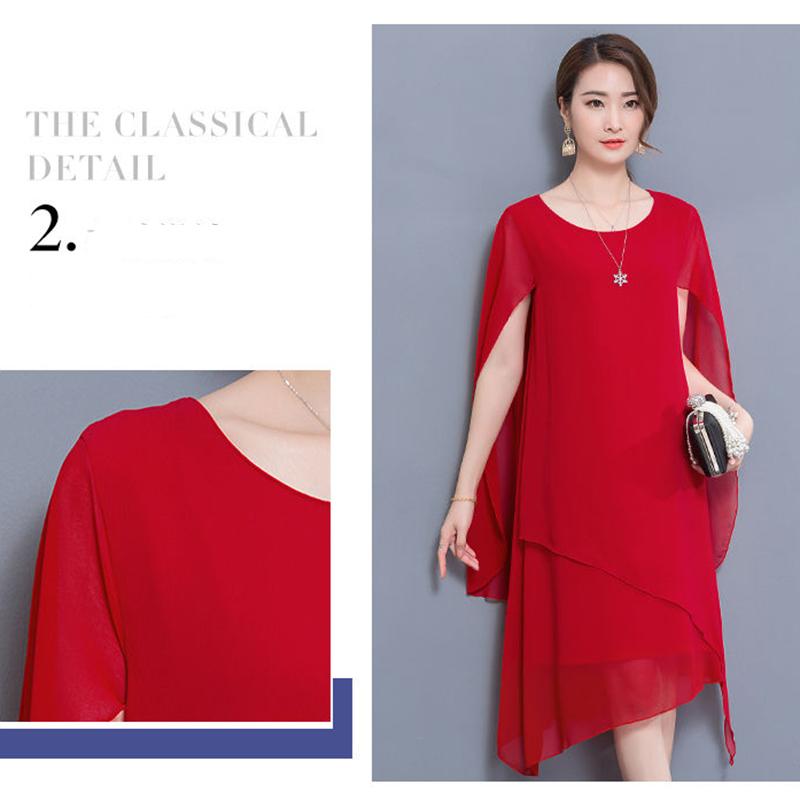 L-XXXXXL Women's Chiffon Dress Summer Cloak Irregular Round Neck Mid-length Daily Wear