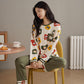 Cotton Pajamas Set for Women Long Sleeve Pyjamas Suit Spring Autumn Sleepwear Casual Loose Home Wear Pullover Round Neck Nightwear Cute Tops and Pants
