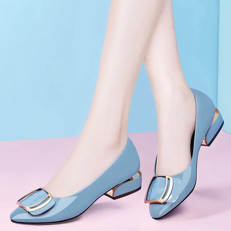 Thick Heel Single Shoes Sandals Women's Real Soft Leather 2021 New All-match Mesh Pointed Toe Middle-heel Mother Shoes Women's Summer Shallow Sandals