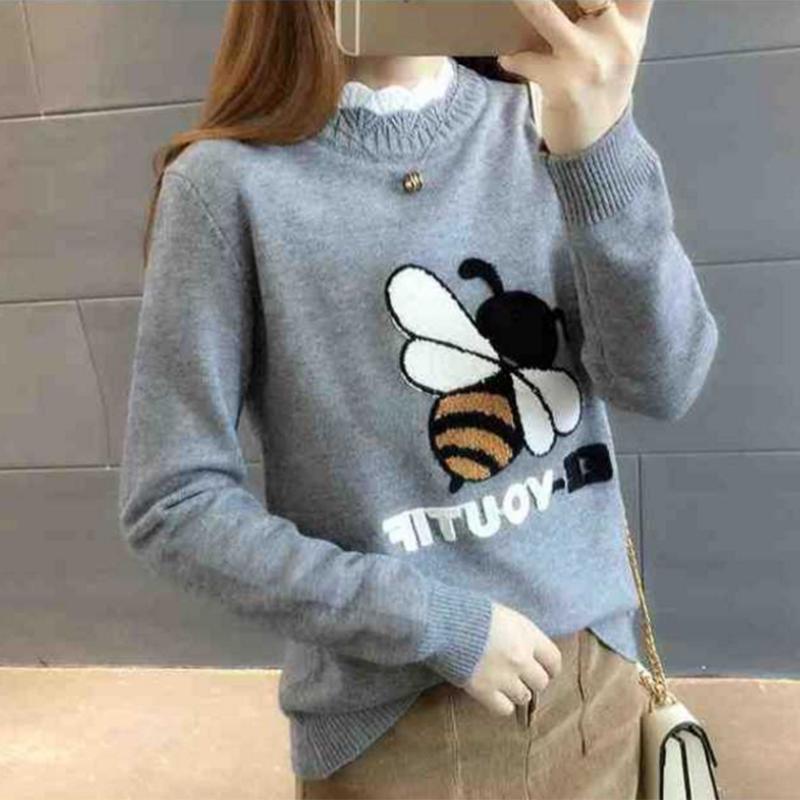 Pofulove Knitted Top Winter  Long Sleeve Sweater Winter Half-high Collar Thick Sweater Women