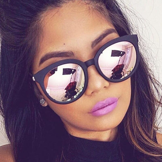 fashion brand sunglasses cat eye pink sunglasses woman shades mirror female square sun glasses for w