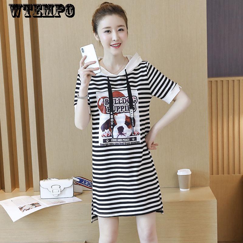 Brand Striped DressFashionWomen's Short Sleeve Striped Casual Dress Women's Spring and Summer