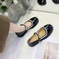 French Small Leather Shoes Women Retro Square Toe Mary Jane Small Leather Shoes Women's Pearl Buckle  Shallow Mouth Casual Student Leather Shoes
